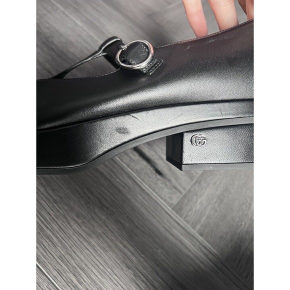 COPY - GUCCI  WOMEN’S BLACK LEATHER PLATFORM MARYJANE SHOE  41 - Picture 8 of 13